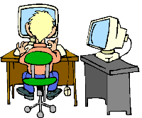Clipart informaticien sur son ordinateur