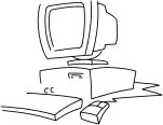 Illustration clipart ordinateur blanc avec souris