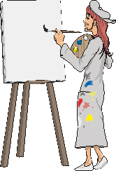 artiste avec tableau
