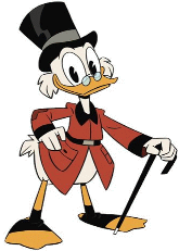 Vieux canard avec canne